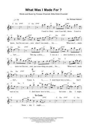 What Was I Made For: Piano Sheet Music and Its Purpose